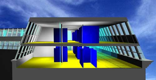 <p>© RUNSER / PRANTL architekten, Erweiterung Bundesamtsgebäude Hetzgasse, 1030 Wien, Österreich, Wettbewerb, 1999, Dachbodenausbau, Bürohaus</p>